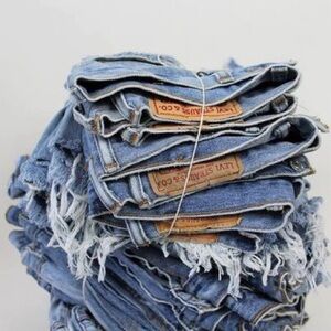 High Rise Upcycled Distressed Levi Shorts